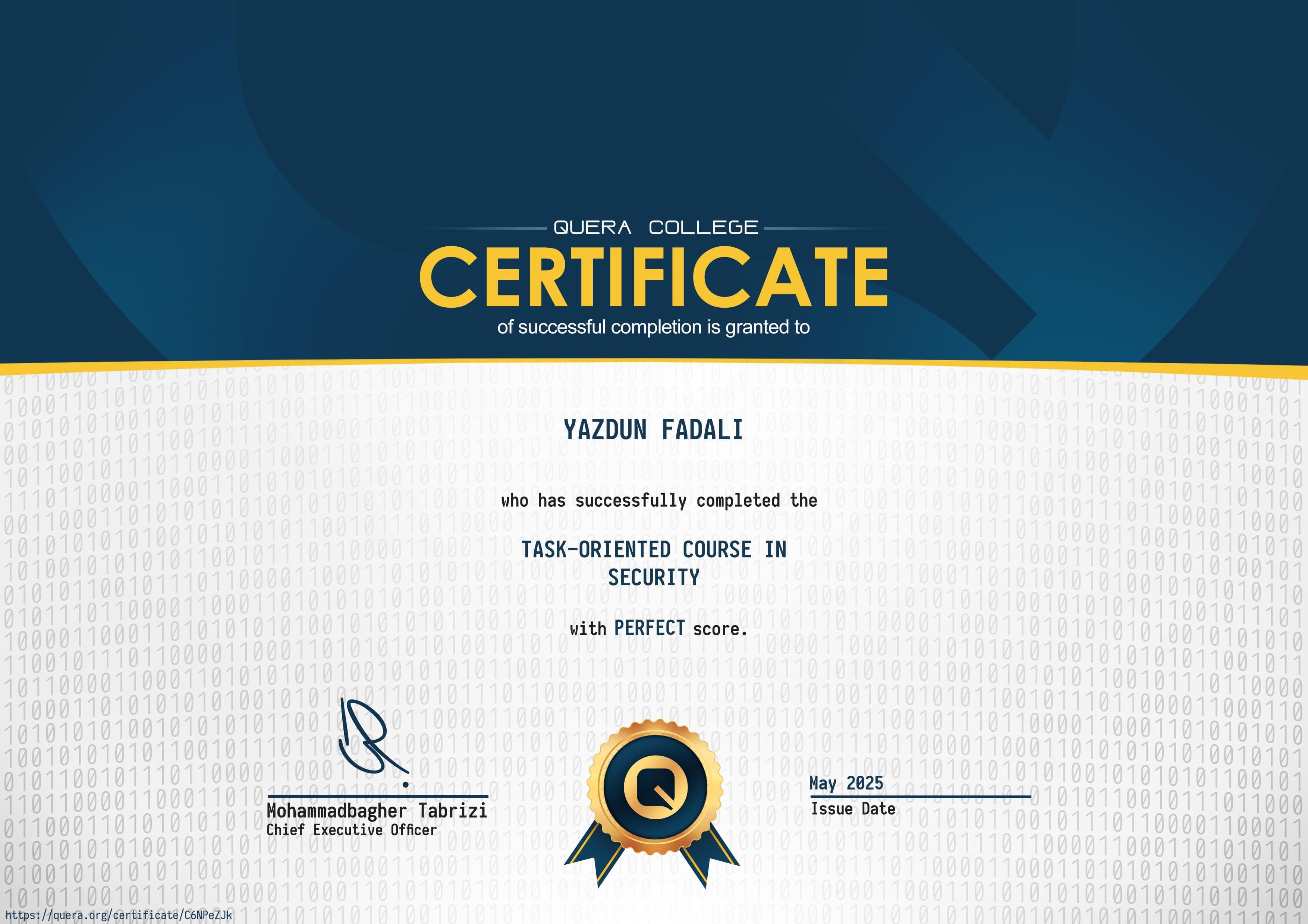 TASK-ORIENTED COURSE IN SECURITY